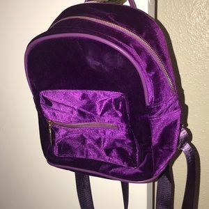 purple velvet backpack